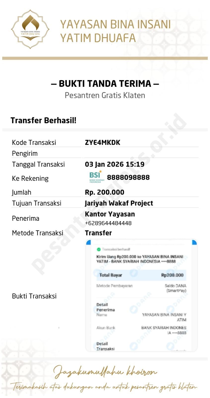 Contoh Bukti Donasi 1